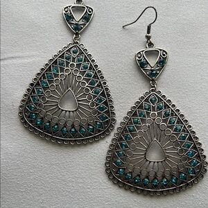 Elegant Silver and Blue Teardrop Earrings
